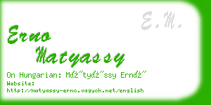 erno matyassy business card